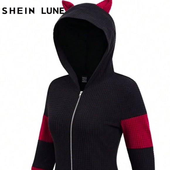 Shein- Lune Black and Red Hoodie Women’s Large - Picture 7 of 11